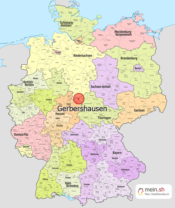 Deutschlandkarte mit Gerbershausen