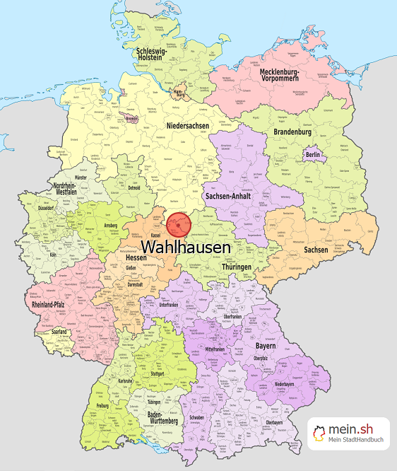 Deutschlandkarte mit Wahlhausen