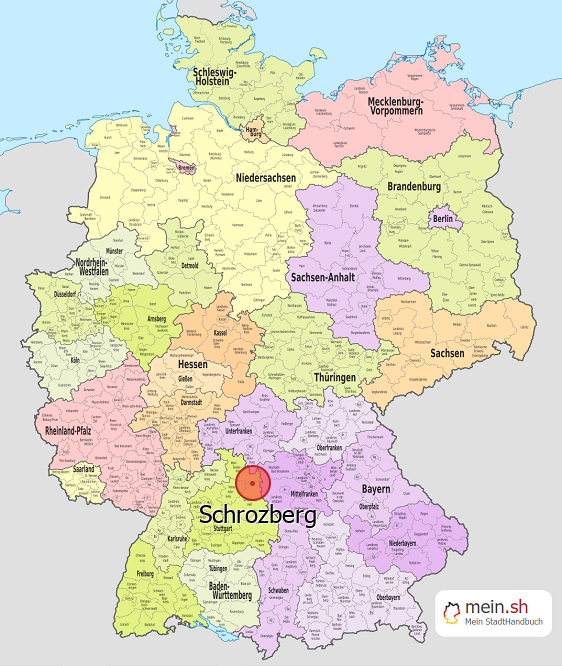 Deutschlandkarte mit Schrozberg