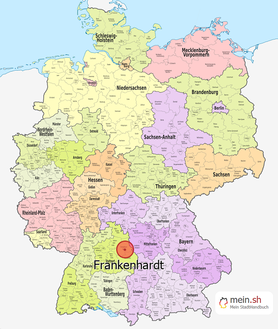 Deutschlandkarte mit Frankenhardt
