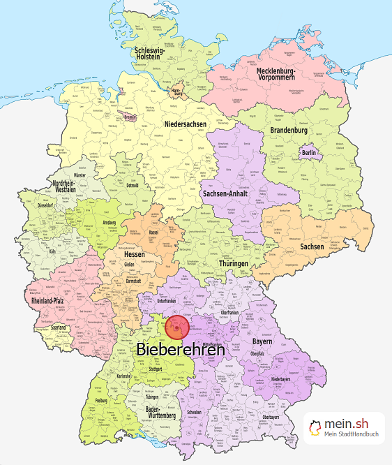 Deutschlandkarte mit Bieberehren