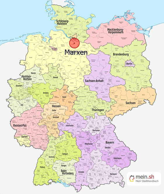 Deutschlandkarte mit Marxen