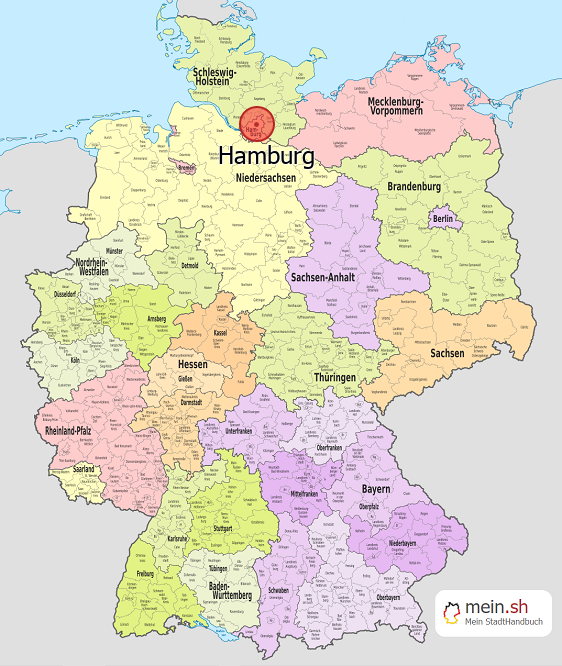 Deutschlandkarte mit Hamburg