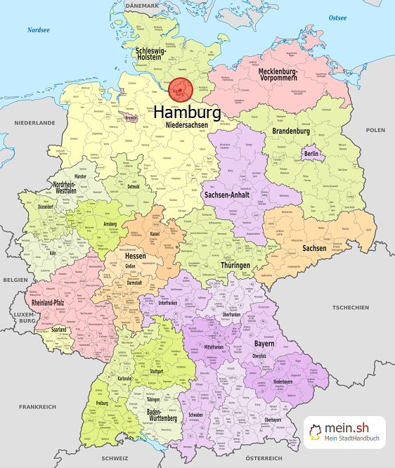 Deutschlandkarte mit Hamburg