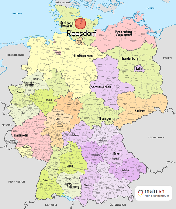 Deutschlandkarte mit Reesdorf