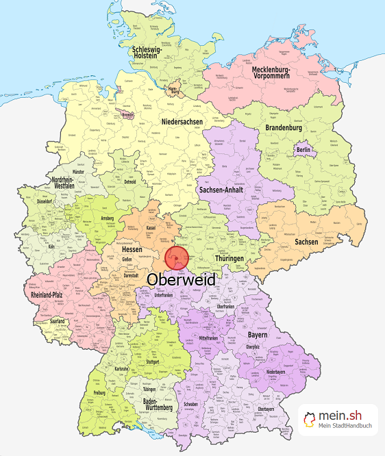 Deutschlandkarte mit Oberweid