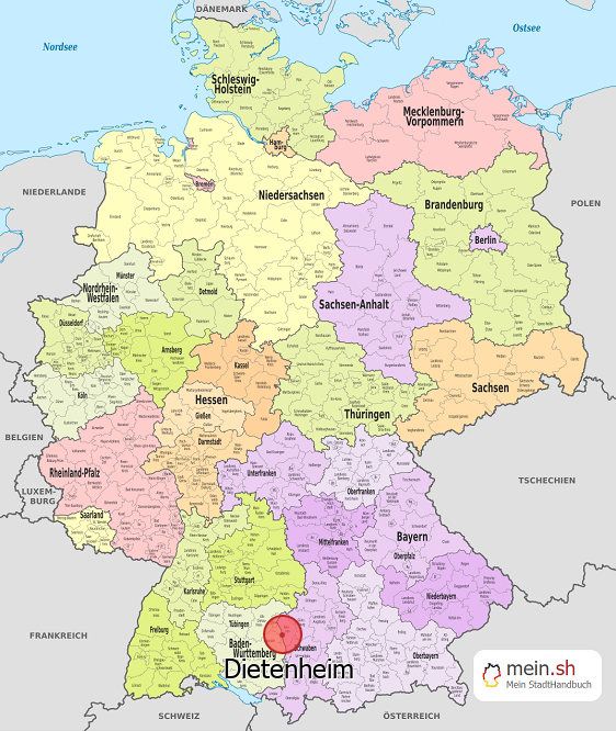 Deutschlandkarte mit Dietenheim