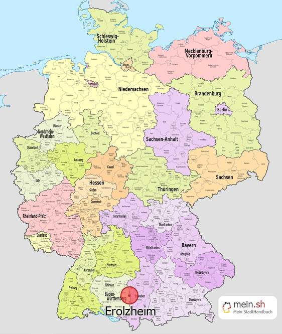 Deutschlandkarte mit Erolzheim