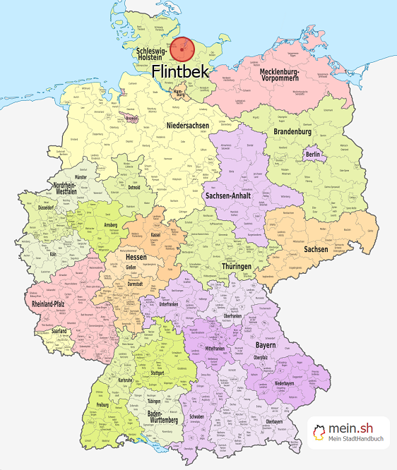 Deutschlandkarte mit Flintbek