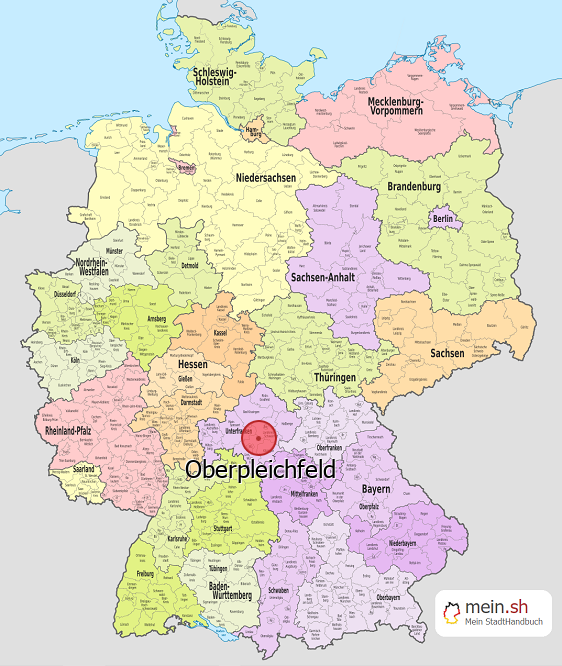 Deutschlandkarte mit Oberpleichfeld