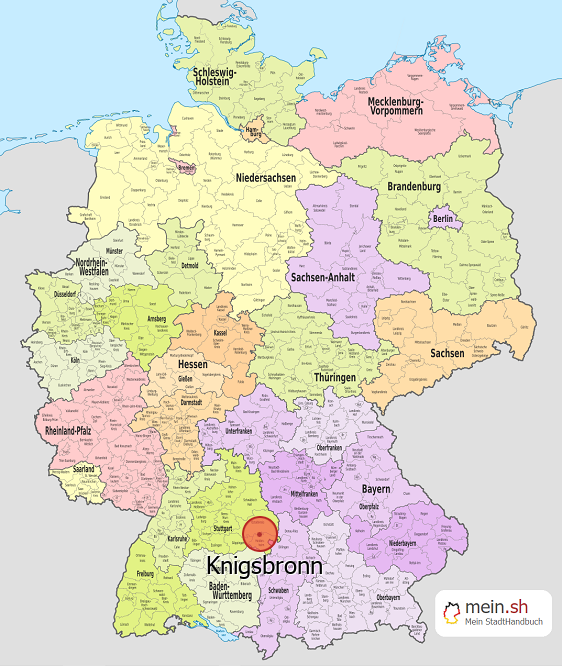 Deutschlandkarte mit Knigsbronn