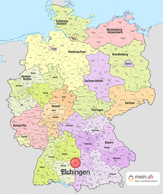 Deutschlandkarte mit Elchingen