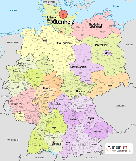 Deutschlandkarte mit Altenholz