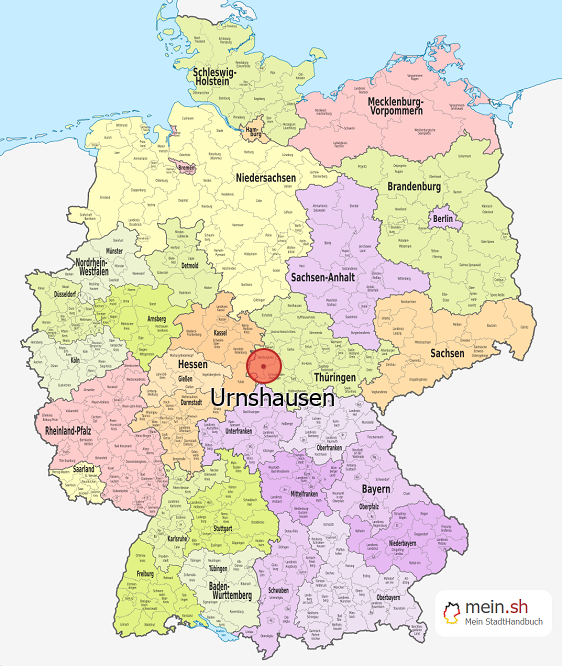 Deutschlandkarte mit Urnshausen