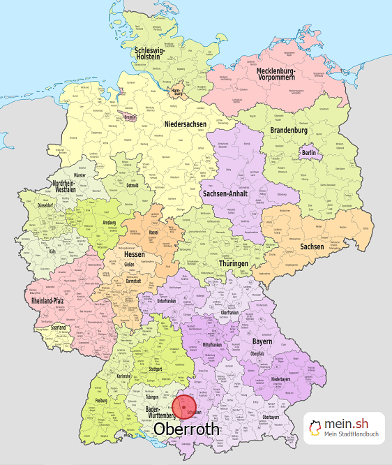 Deutschlandkarte mit Oberroth