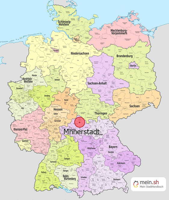 Deutschlandkarte mit Mnnerstadt