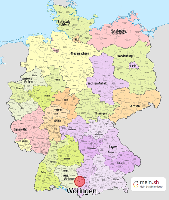 Deutschlandkarte mit Woringen