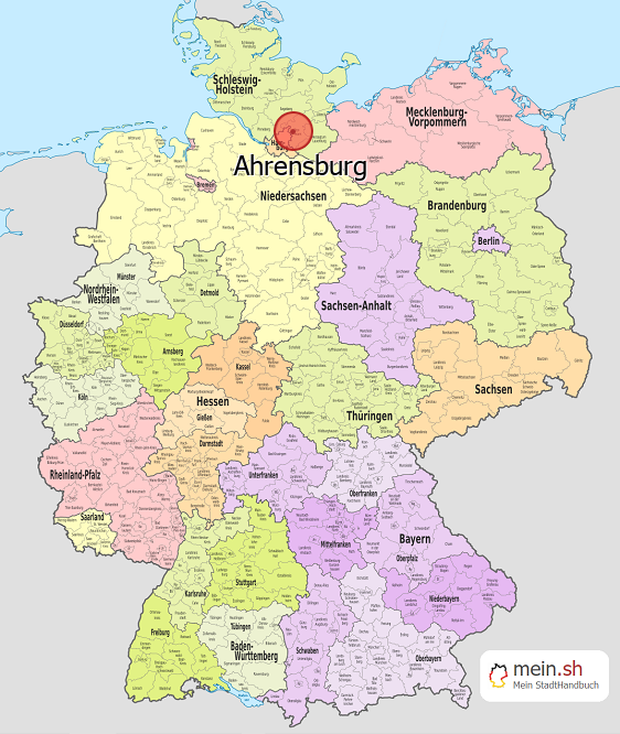 Deutschlandkarte mit Ahrensburg