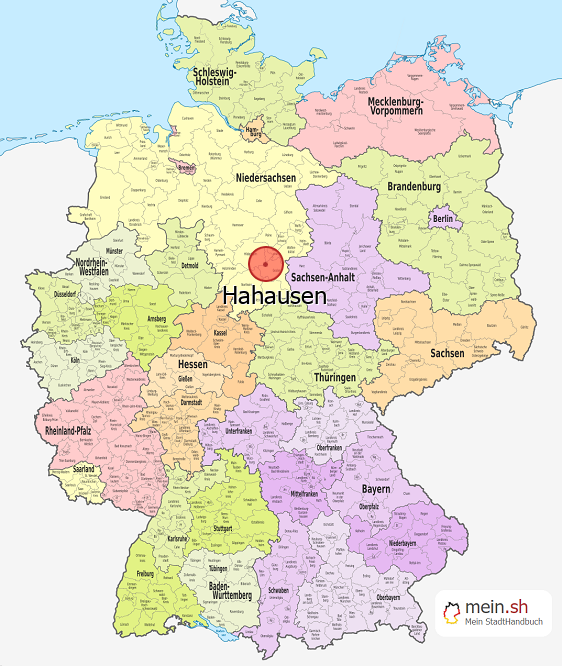 Deutschlandkarte mit Hahausen