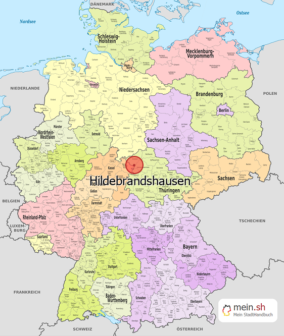 Deutschlandkarte mit Hildebrandshausen