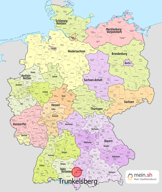 Deutschlandkarte mit Trunkelsberg