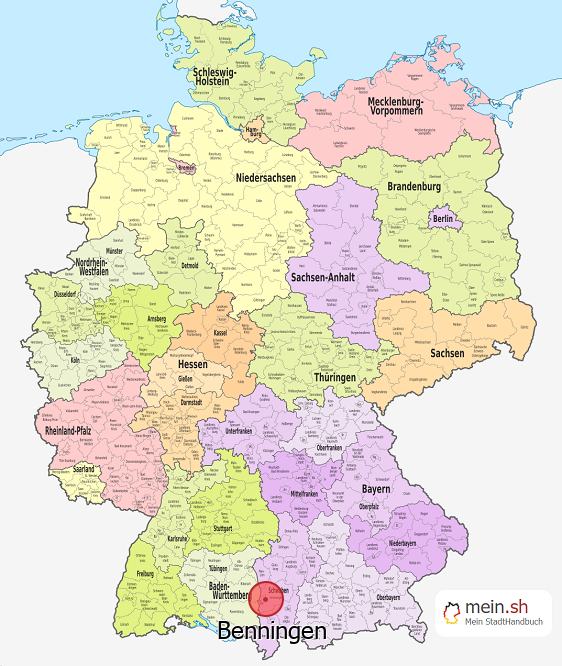 Deutschlandkarte mit Benningen