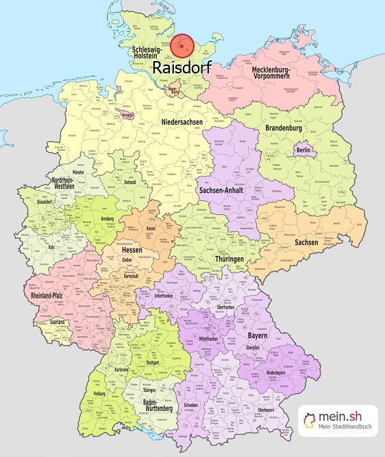 Deutschlandkarte mit Raisdorf