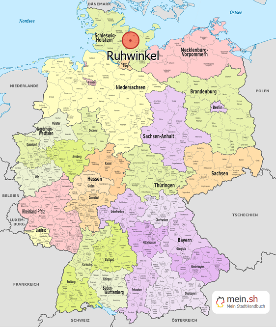 Deutschlandkarte mit Ruhwinkel