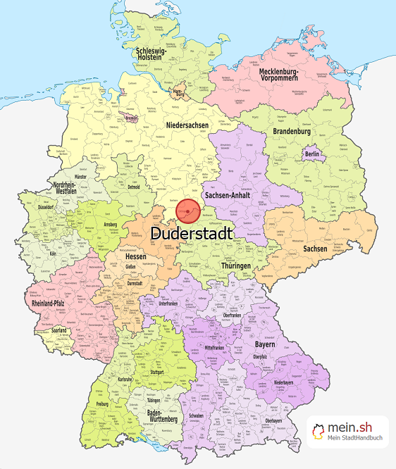 Deutschlandkarte mit Duderstadt