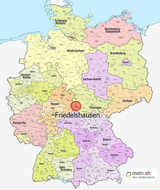 Deutschlandkarte mit Friedelshausen