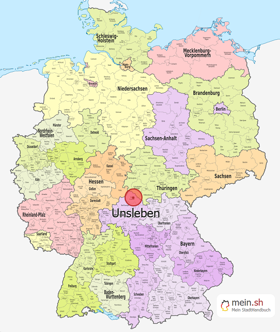 Deutschlandkarte mit Unsleben