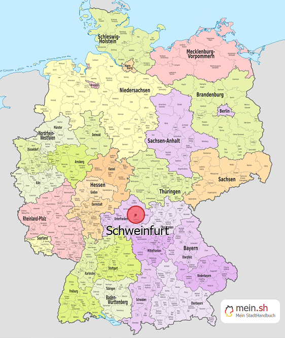 Deutschlandkarte mit Schweinfurt