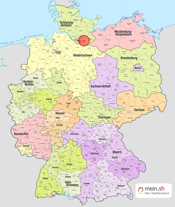 Deutschlandkarte mit Wohltorf