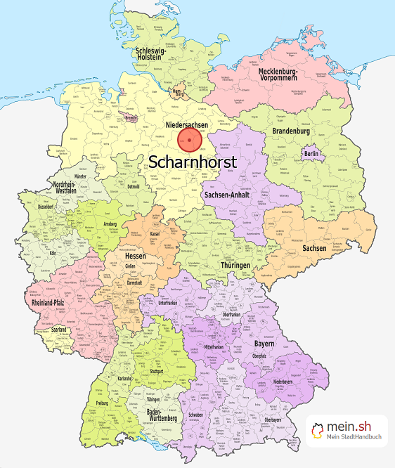 Deutschlandkarte mit Scharnhorst