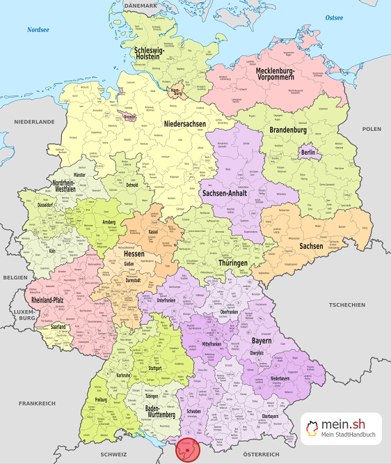 Deutschlandkarte mit Oberstdorf