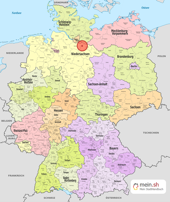 Deutschlandkarte mit Mechtersen