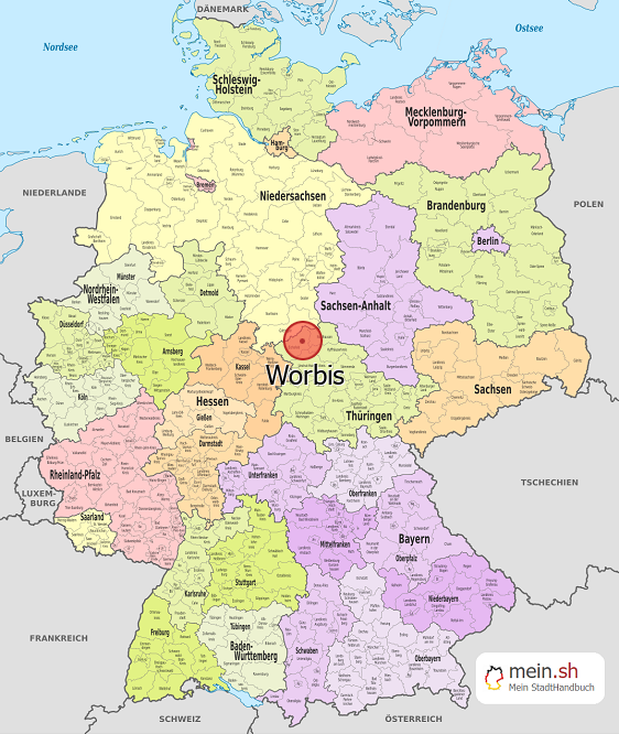 Deutschlandkarte mit Worbis