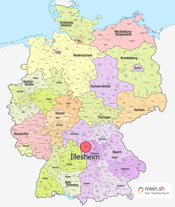Deutschlandkarte mit Illesheim