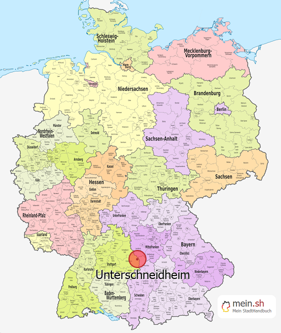 Deutschlandkarte mit Unterschneidheim