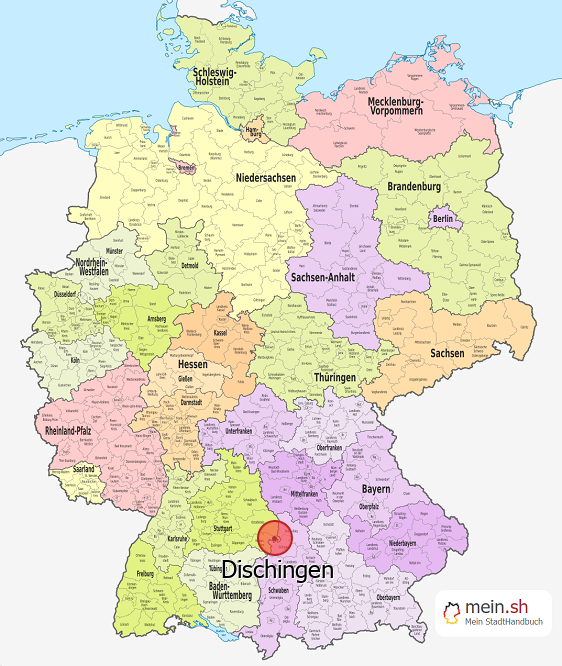 Deutschlandkarte mit Dischingen