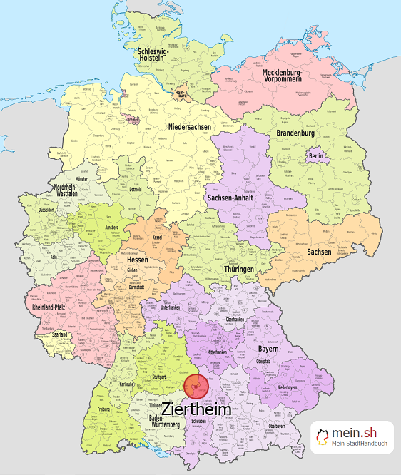 Deutschlandkarte mit Ziertheim