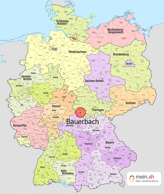 Deutschlandkarte mit Bauerbach
