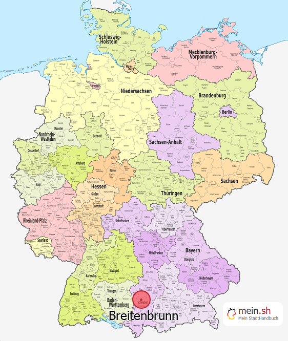 Deutschlandkarte mit Breitenbrunn