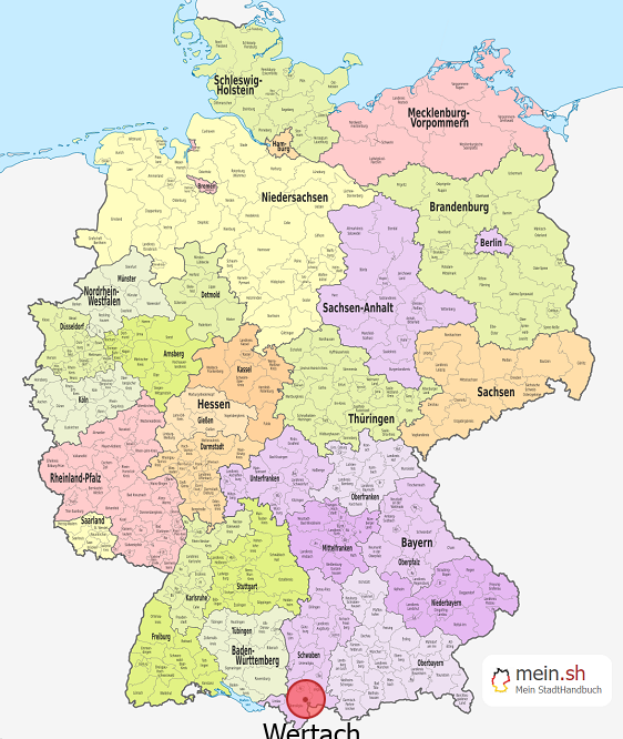 Deutschlandkarte mit Wertach