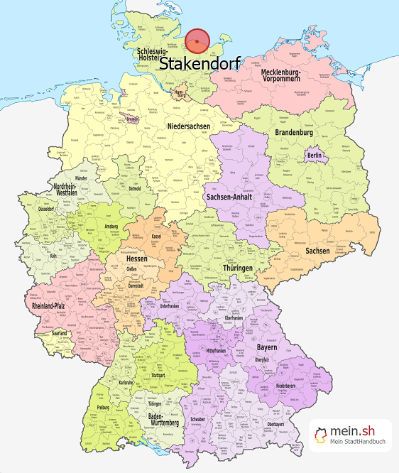 Deutschlandkarte mit Stakendorf