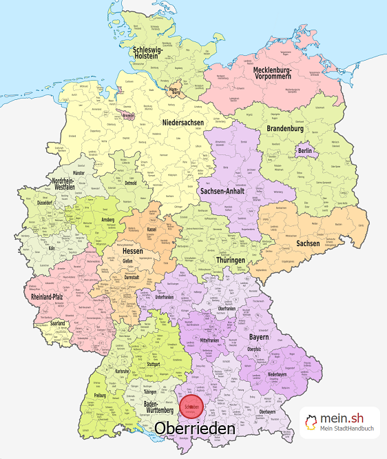 Deutschlandkarte mit Oberrieden