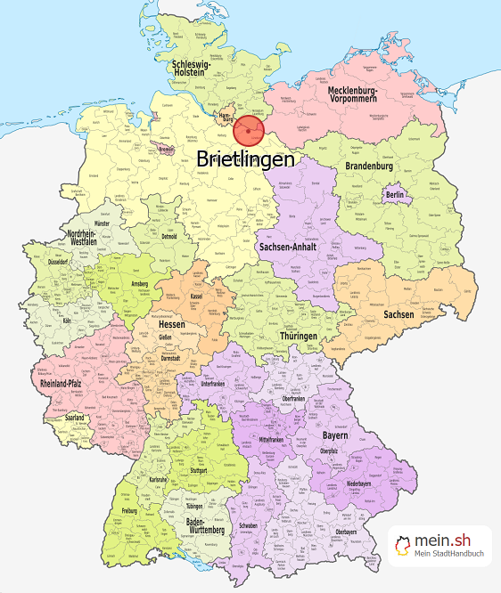 Deutschlandkarte mit Brietlingen