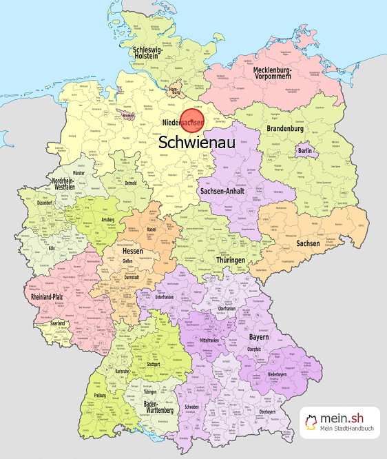 Deutschlandkarte mit Schwienau