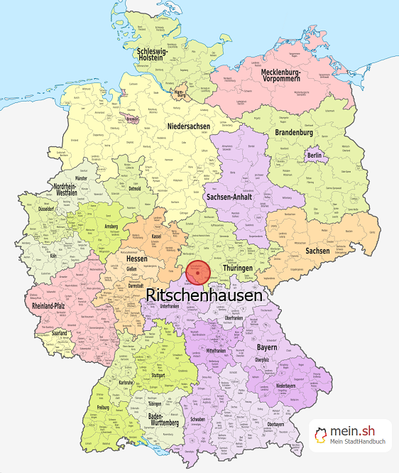 Deutschlandkarte mit Ritschenhausen