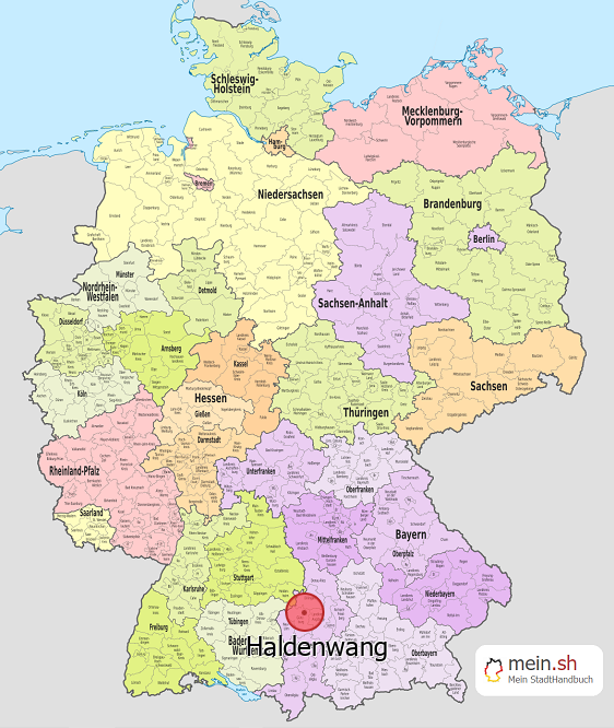 Deutschlandkarte mit Haldenwang